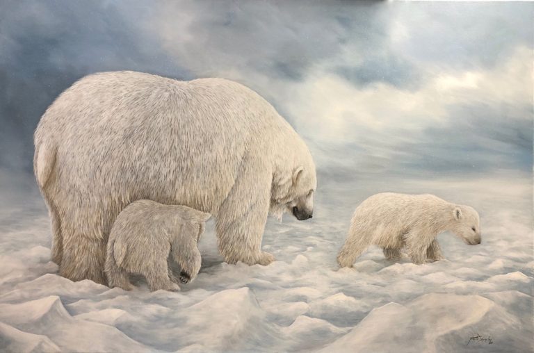 Les ours polaires de Mireille DESROCHES. Les Ateliers de la Côte à Etoy, centre culturel et artisanal. Parking gratuit, à 8 minutes en voiture des axes autoroutiers et 5 minutes à pieds de la gare.